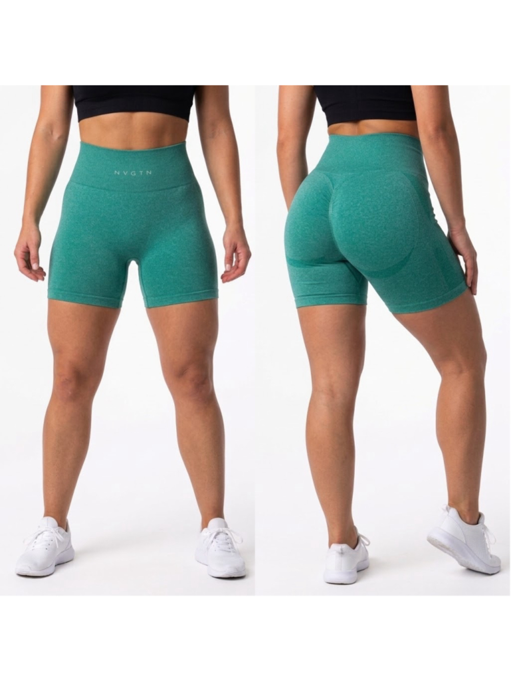 NVGTN Womens Seamless Workout Shorts High Waist Heather Teal Green Size M